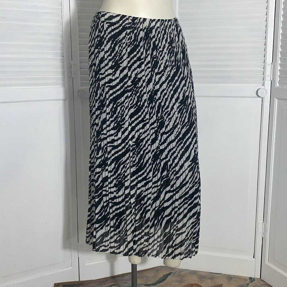 Vintage Zebra Sheer Chiffon Crinkle Pleated Layered‎ Midi Skirt